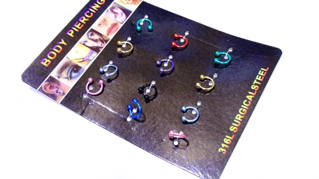 AROS PIERCING SEPTUM ACERO COLOR X 12++++/