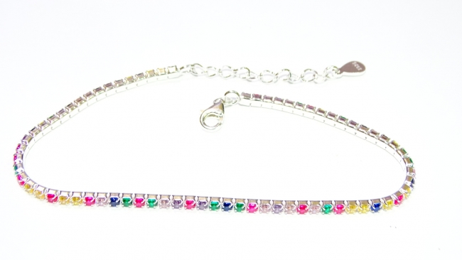 PULSERA PLATA STRASS COLOR+++//+