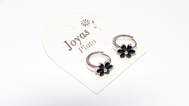 AROS PLATA HUGGIE FLOR+++//+