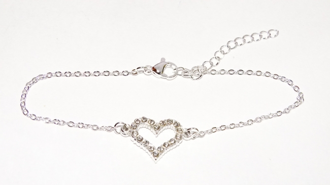 PULSERA ACERO BLANCO CORAZON STRASS+++//+