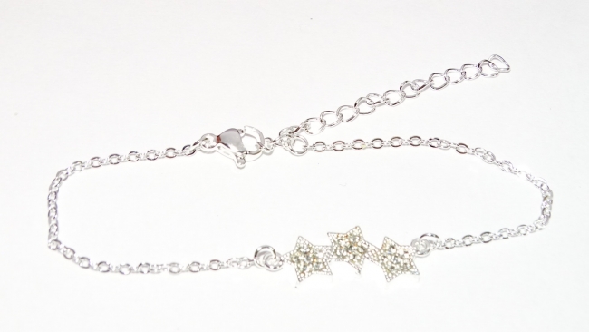 PULSERA ACERO BLANCO ESTRELLITAS+++//+