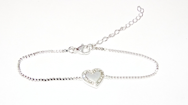 PULSERA ACERO BLANCO CORAZON STRASS+++//+