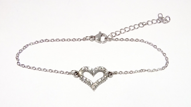 PULSERA ACERO CORAZON STRASS+++//+