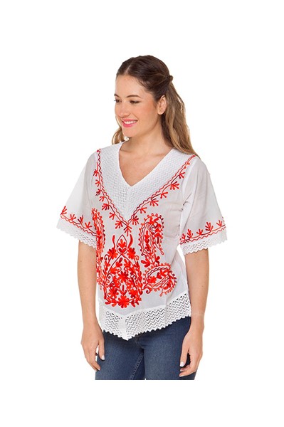 BLUSA DE ALGODON BORDADA VARIOS COLORES+++//+