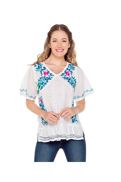 BLUSA DE ALGODON BORDADA VARIOS COLORES+++//+