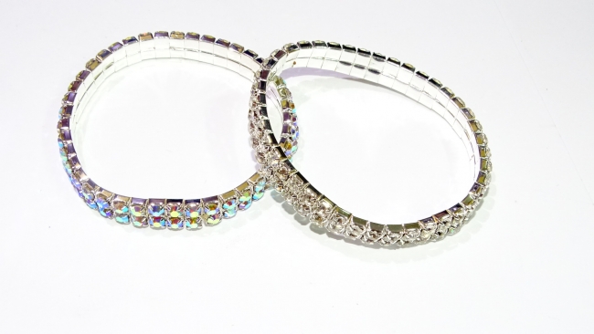 PULSERA ACERO STRASS 2 HILOS VARIOS COLORES+++//+