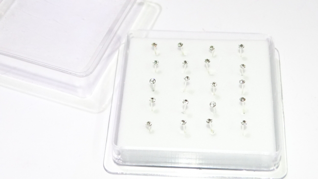 BLISTER AROS ACERO BLANCO PIERCING STRASS  X 20 UNIDADES+++//+