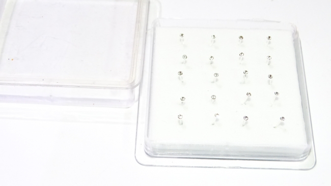 BLISTER AROS ACERO BLANCO PIERCING STRASS X 20 UNIDADES+++//+