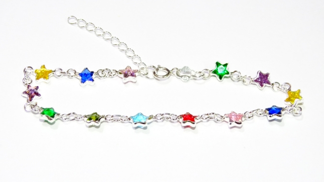 PULSERA PLATA ESTRELLAS COLOR CUBIC+++//+