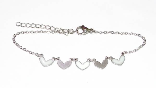 PULSERA ACERO CORAZONES+