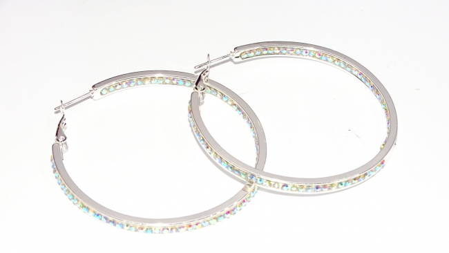 AROS ACERO BLANCO CON STRASS 5 CM+