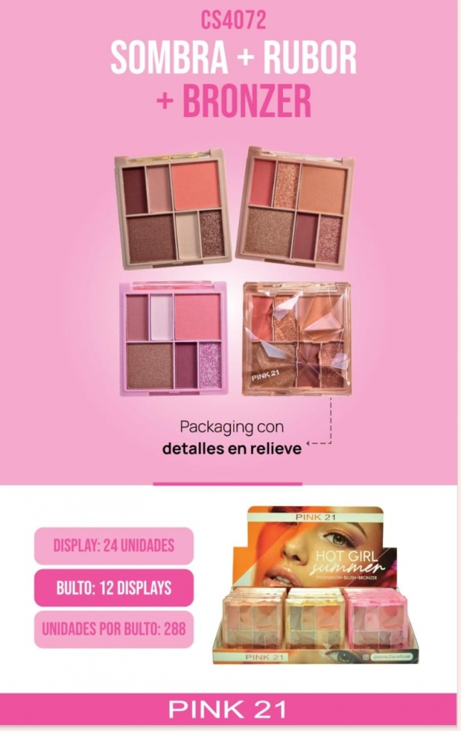 BLUSH+ BRONZER + EYESHADOW HOT GIRL SUMMER PINK 21+