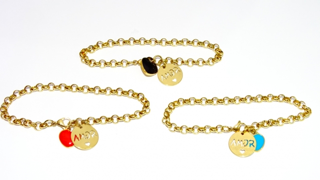 PULSERA ACERO DORADO AMOR+