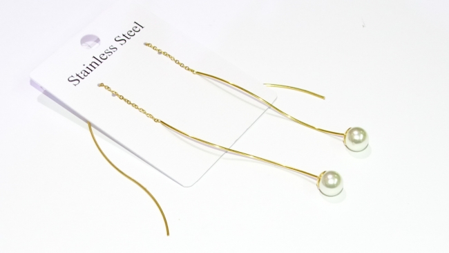 AROS ACERO DORADO PERLAS+