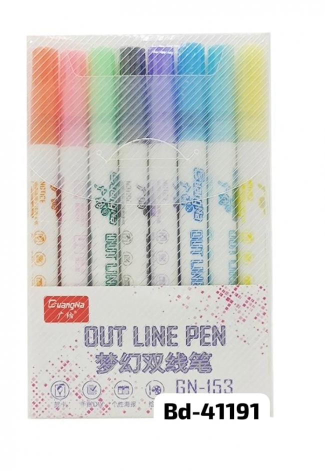 MARCADORES DE COLORES OUT LINE  X 8 UNIDADES+