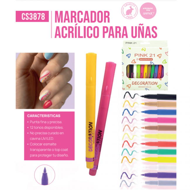 MARCADOR DE UÑAS PINK 21 X 12