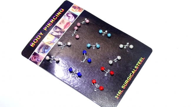 BLISTER AROS PIERCING CEJA STRASS COLOR X 12+