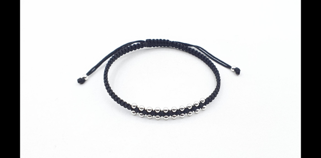 PULSERA PLATA MACRAME BOLITAS DOBLE