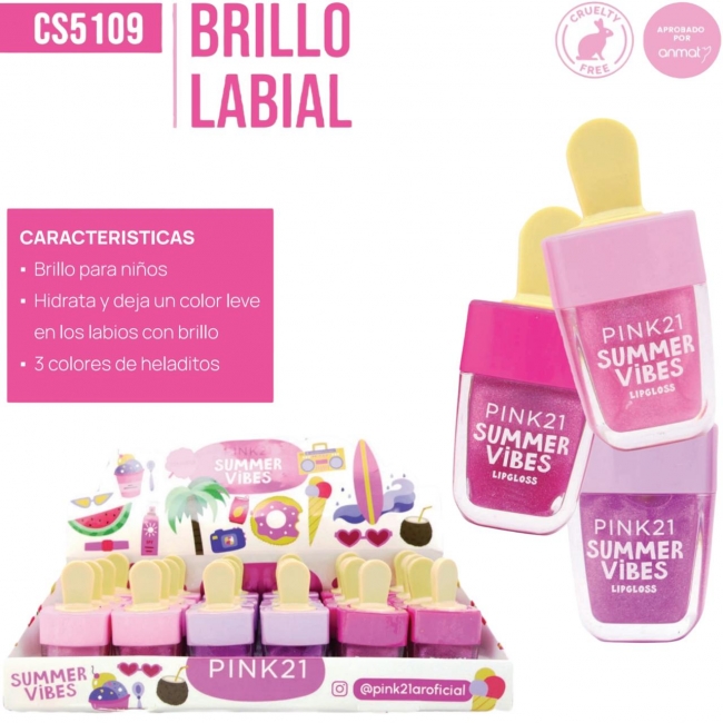 LIP GLOSS SUMMER VIBES PINK 21