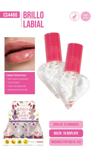 LIP GLOSS PIECE OF HEART PINK 21