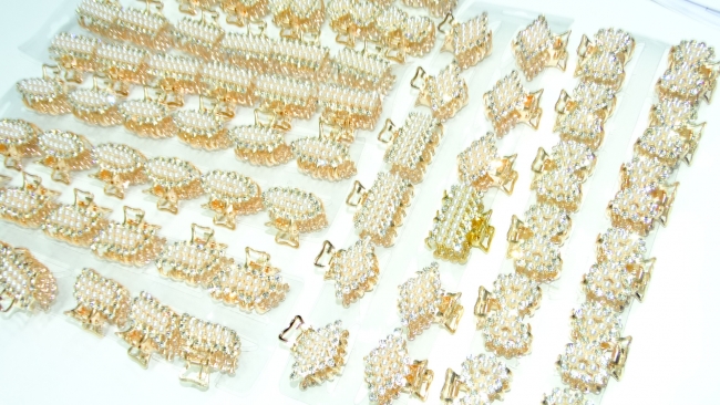 BLISTER BROCHE PERLAS GRANDE ROSE X 12