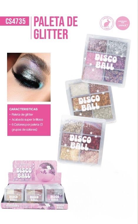 GLITTER DISCO BALL PINK 21