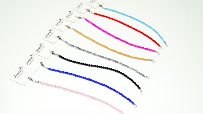 PULSERA ACERO CRISTAL VARIOS COLORES 
