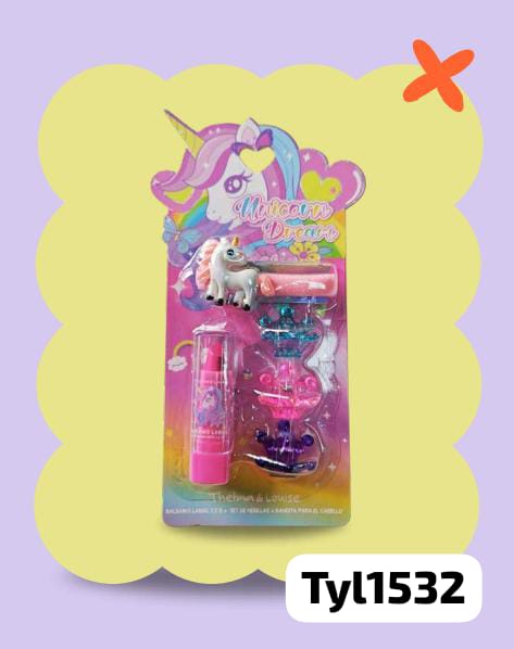 SET LIP BALM + ACCESORIOS DE PELO UNICORNIO UNICORN