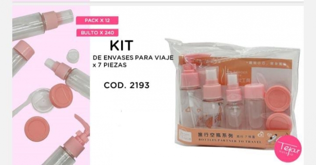 KIT DE ENVASES PARA VIAJE 7 PIEZAS