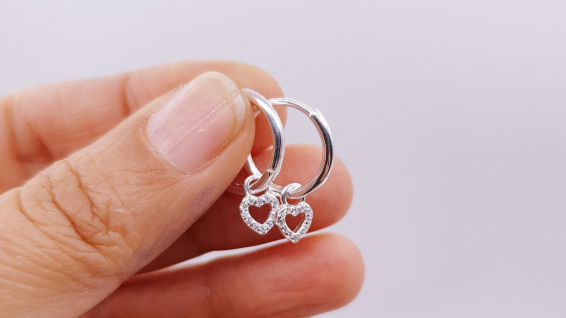 AROS PLATA CORAZON 14MM