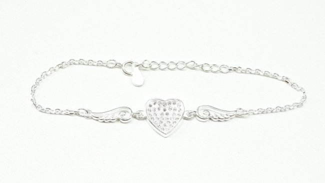 PULSERA PLATA CORAZON ALAS