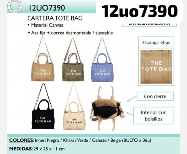 TOTE BAG LONA CHAPELLE (SOLO NEGRO)
