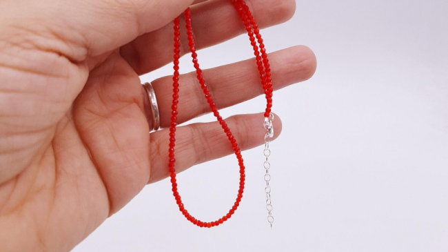 CADENA PIEDRAS PLATA VARIOS COLORES