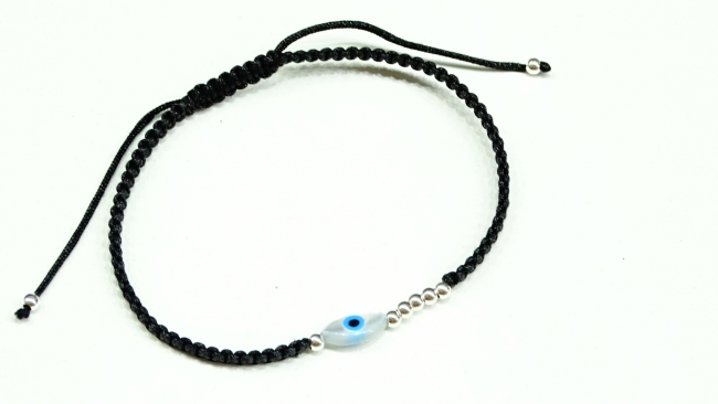 PULSERA MACRAME HILO CON PLATA OJITO