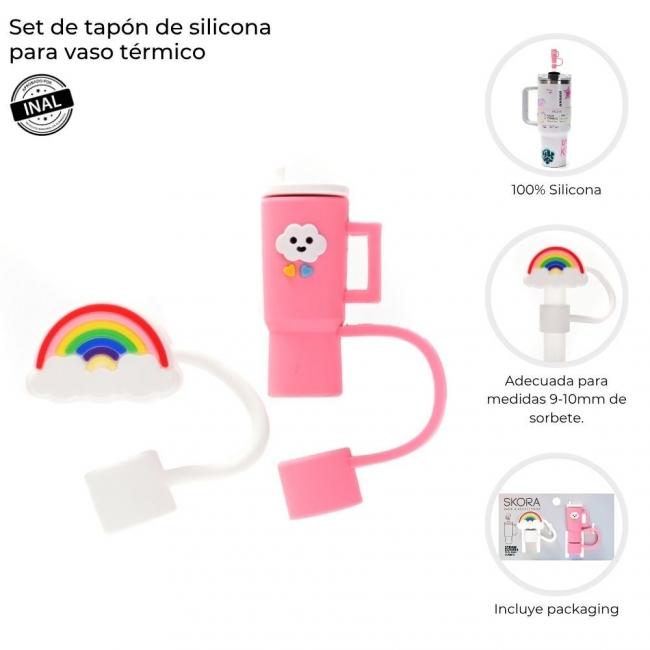 SET DE TAPON DE SILICONA PARA VASO TERMICO SKORA X 2