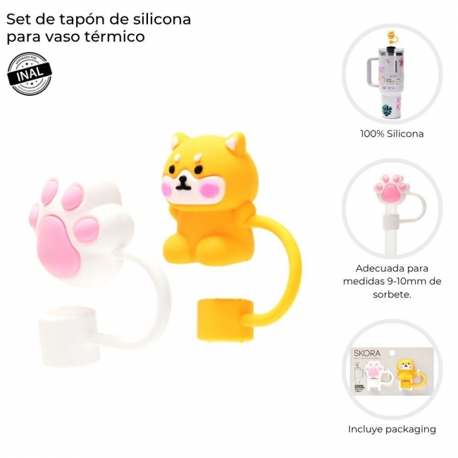 SET DE TAPON SKORA SILICONA PARA VASO TERMICO X 2