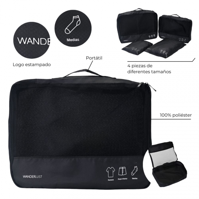SET ORGANIZADOR PARA ROPA WANDERLUST X4