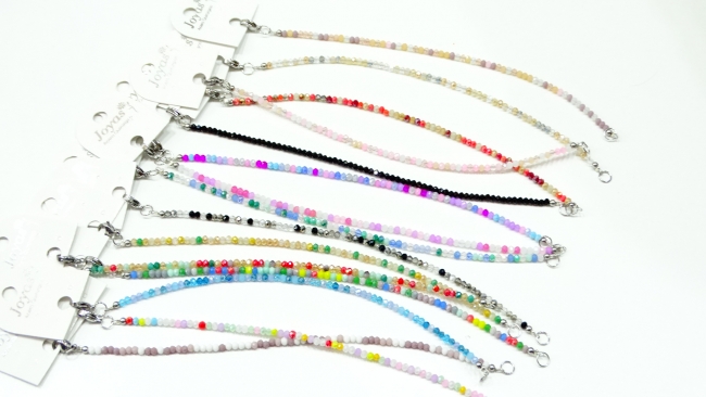 PULSERA ACERO Y CRISTAL VARIOS COLORES