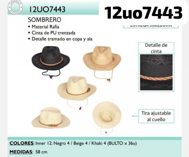 SOMBRERO RAFIA CHAPELLE T8