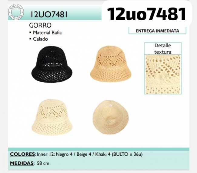 GORRO RAFIA CALADO CHAPELLE T8