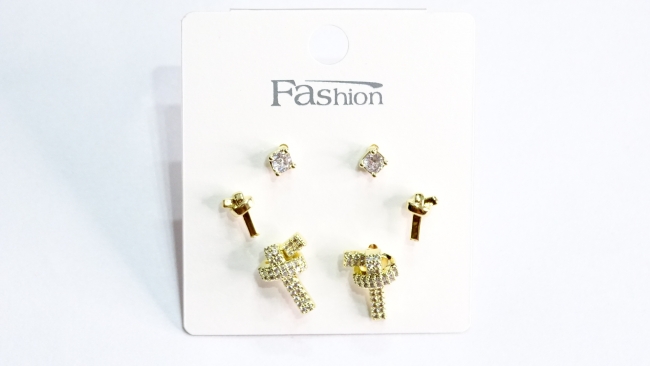 SET AROS ACERO DORADO