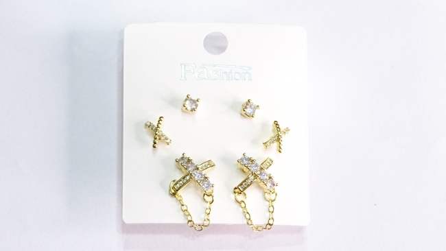 SET AROS ACERO DORADO