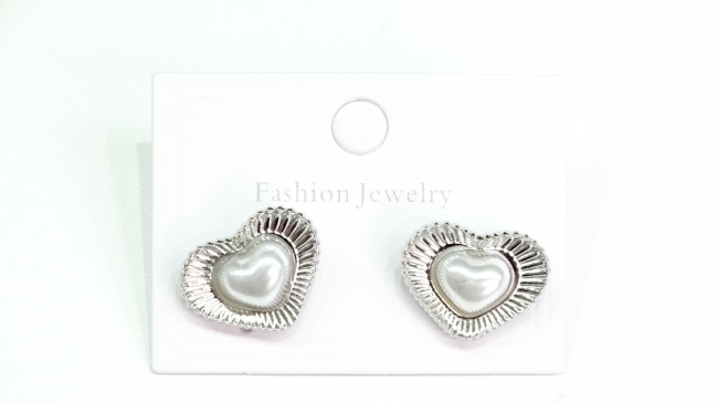 AROS ACERO CORAZON PERLA