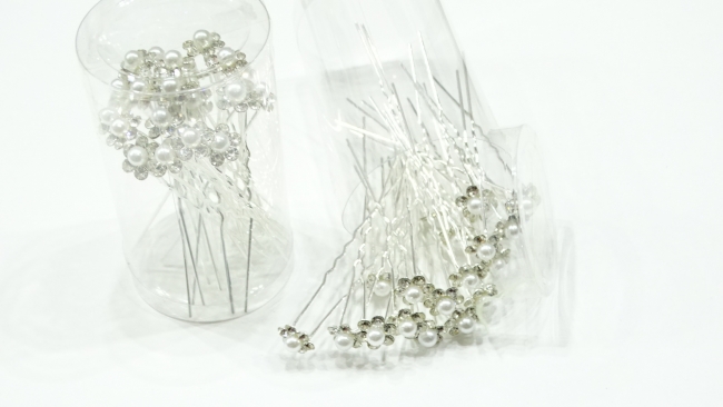 HORQUILLAS STRASS FLOR PERLA 