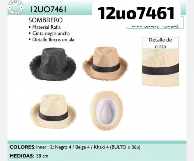 SOMBRERO RAFIA CHAPELLE T8