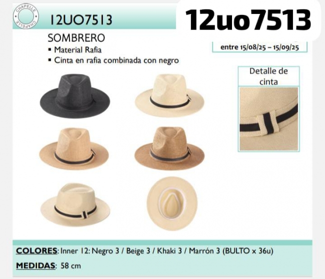 SOMBRERO RAFIA CHAPELLE T8