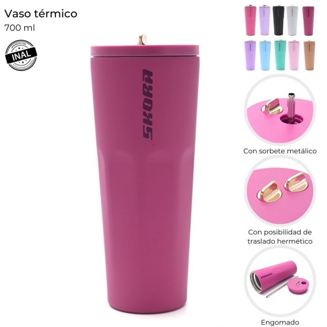 VASO TERMICO CON BOMBILLA SKORA  700 ML