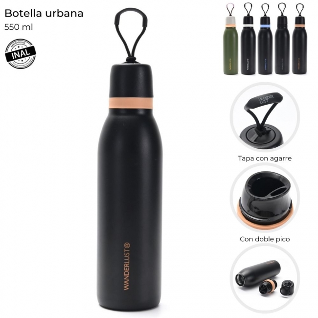BOTELLA TERMICA CON TAPA WANDERLUST 550 ML 