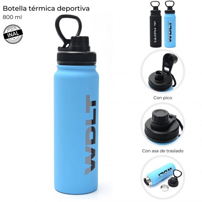 BOTELLA TERMICA CON PICO Y TAPA ROSCA 800 ML WANDERLUST