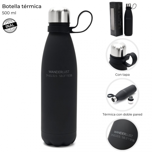 BOTELLA TERMICA ENGOMADA 500 ML WANDERLUST